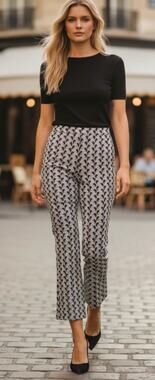 Maeve The Margot Kick Flare Geometric B&W Pants size XS